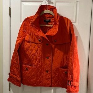 Talbots Women's Vibrant Orange Quilted Jacket Size Medium Great Walking Jacket
